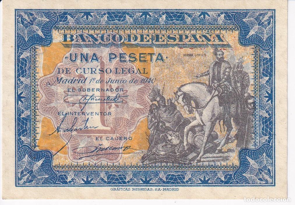 Billetes espa&ntilde;oles: BILLETE DE ESPA&Ntilde;A DE 1 PESETA DEL A&Ntilde;O 1940 DE CORTES SERIE B SIN CIRCULAR (SC)