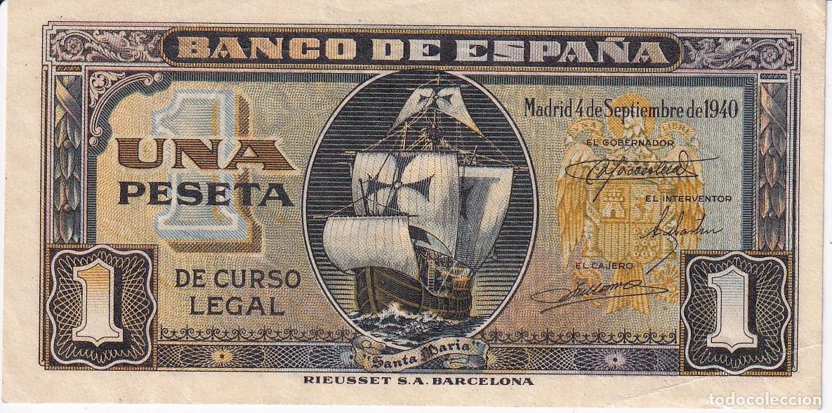 Billets espagnols: BILLETE DE 1 PESETA DEL 4 DE SEPTIEMBRE DE 1940 DE LA CARAVELA SIN SERIE EN CALIDAD EBC