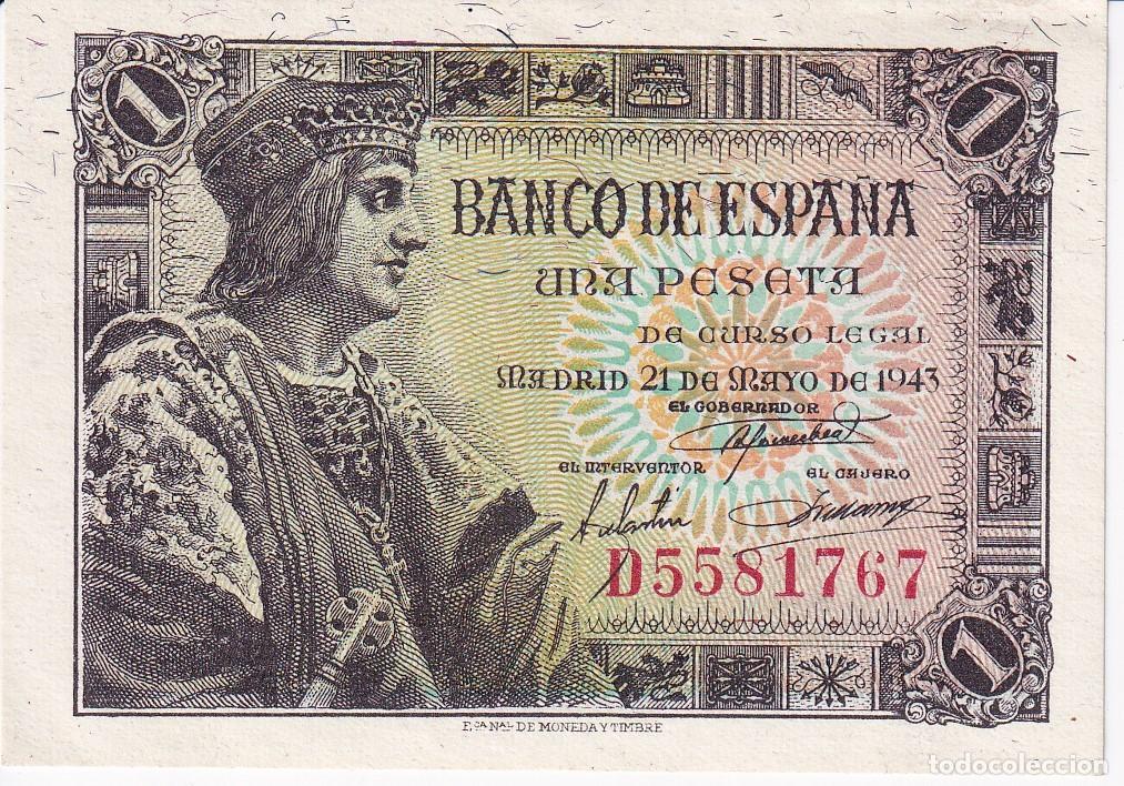 Billets espagnols: BILLETE DE 1 PESETA DEL A&Ntilde;O 1943 SERIE D SIN CIRCULAR (SC) (FERNANDO EL CATOLICO)