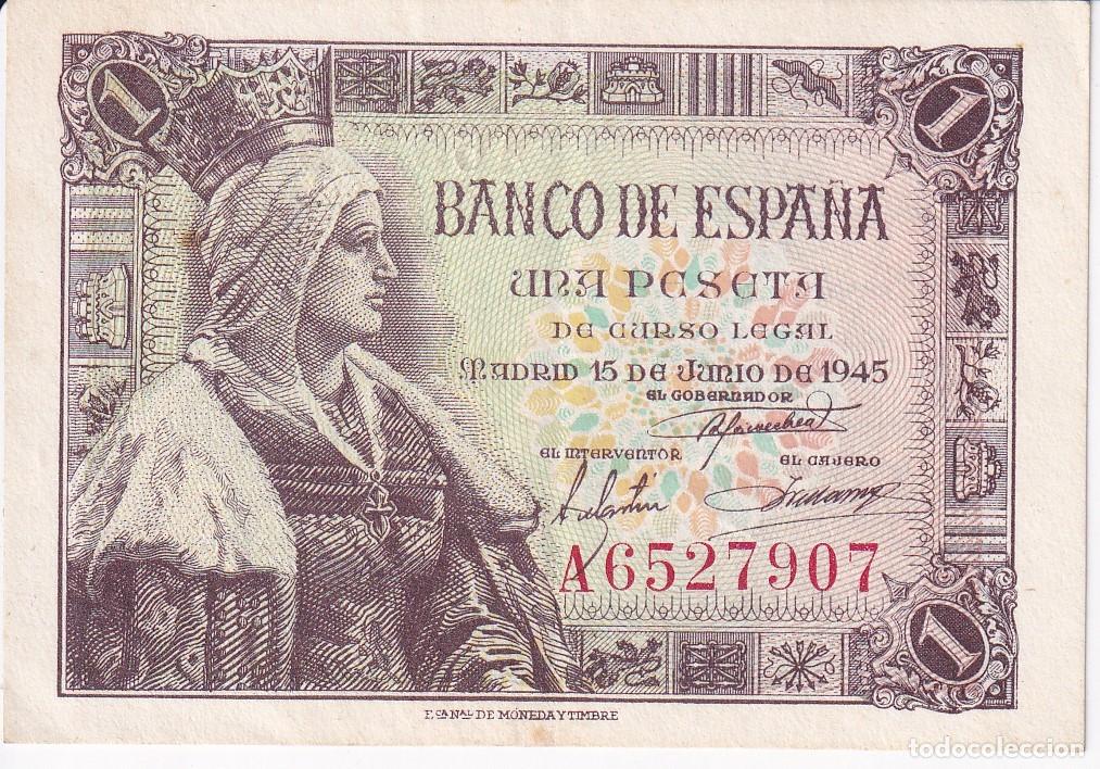 Billets espagnols: BILLETE DE 1 PESETA DEL A&Ntilde;O 1945 DE ISABEL LA CATOLICA DE LA SERIE A