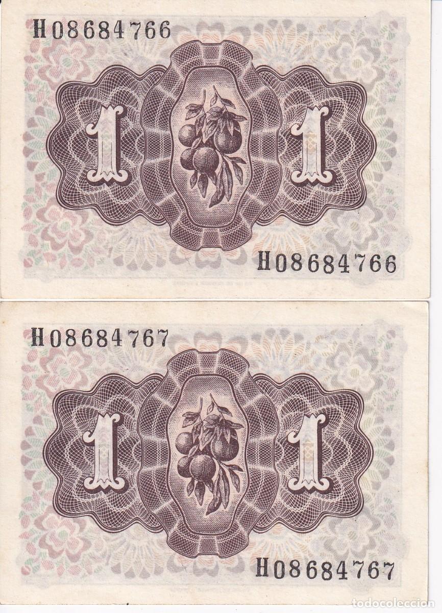 Billets espagnols: PAREJA CORRELATIVA DE 1 PESETA DEL A&Ntilde;O 1948 DE DAMA DE ELCHE SERIE H SIN CIRCULAR (SC)
