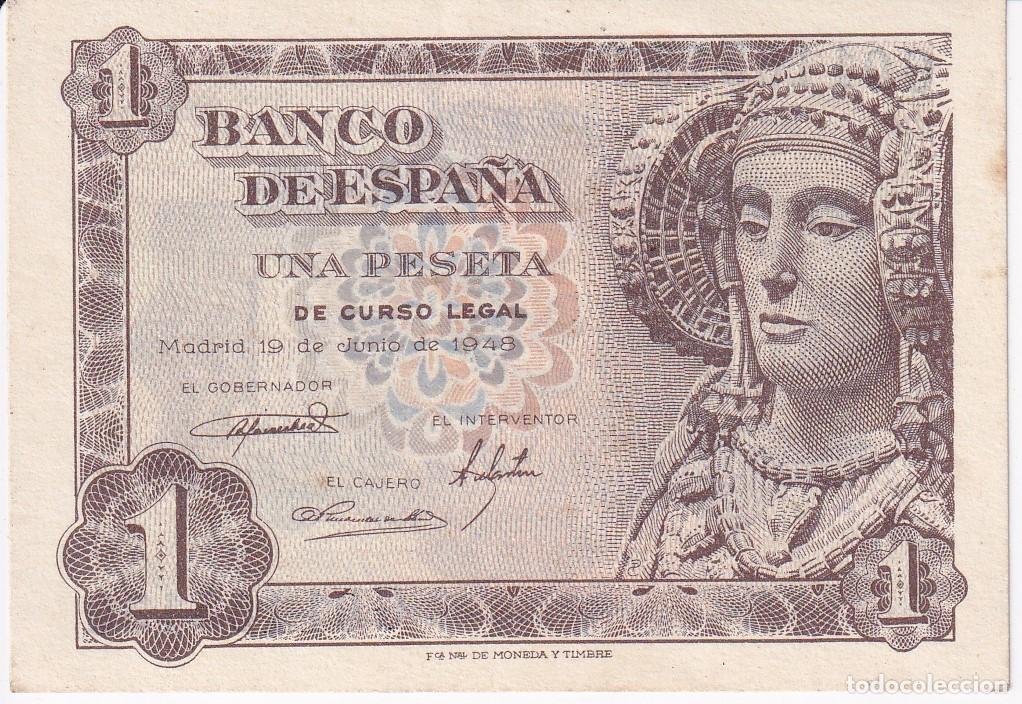 Billets espagnols: BILLETE DE 1 PESETA DEL A&Ntilde;O 1948 DE DAMA DE ELCHE SERIE G SIN CIRCULAR (SC)