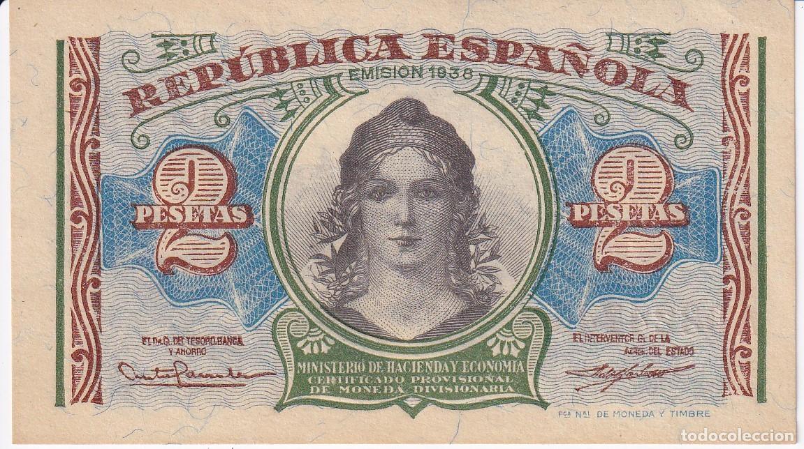 Billetes espa&ntilde;oles: BILLETE DE 2 PESETAS DEL A&Ntilde;O 1938 SERIE A DE LA REPUBLICA ESPA&Ntilde;OLA EN BUENA CALIDAD