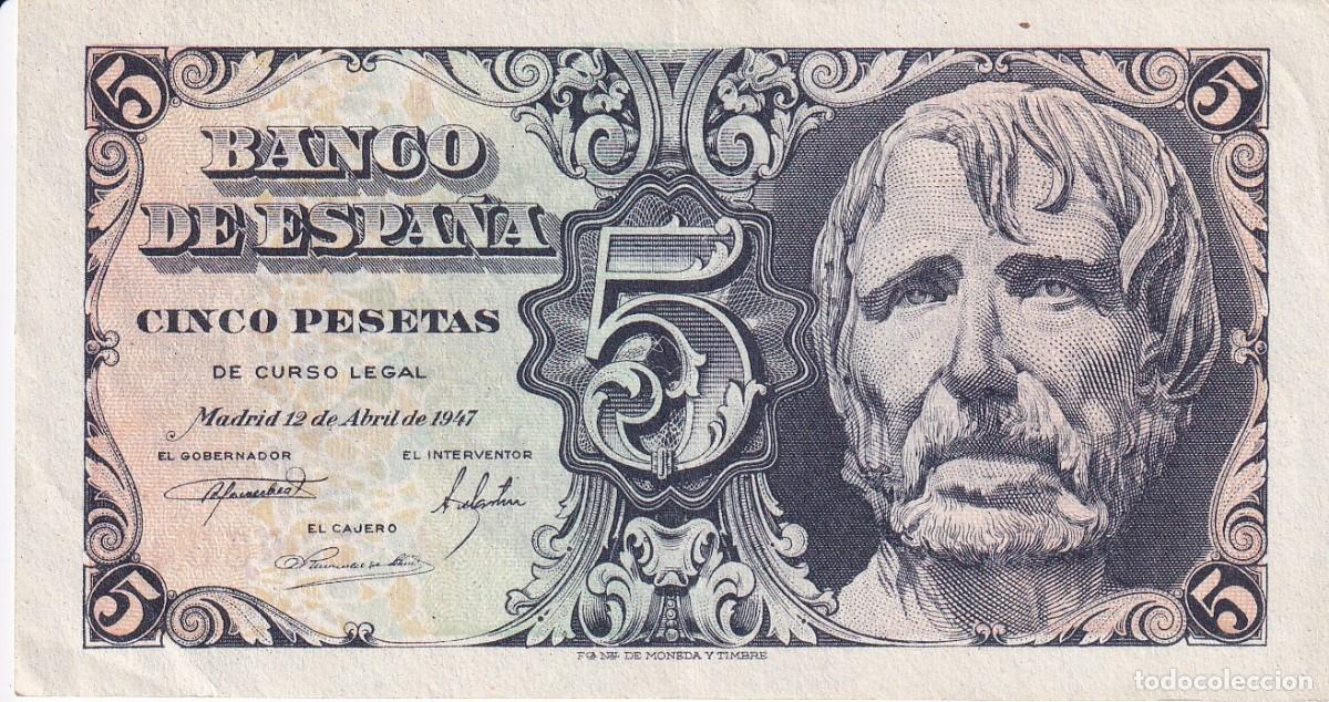 Billets espagnols: BILLETE DE 5 PESETAS DEL A&Ntilde;O 1947 DE SENECA SERIE A EN CALIDAD EBC