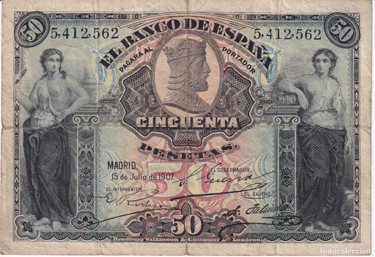 Billetes espa&ntilde;oles: BILLETE CLASICO DE 50 PESETAS DEL A&Ntilde;O 1907 SIN SERIE