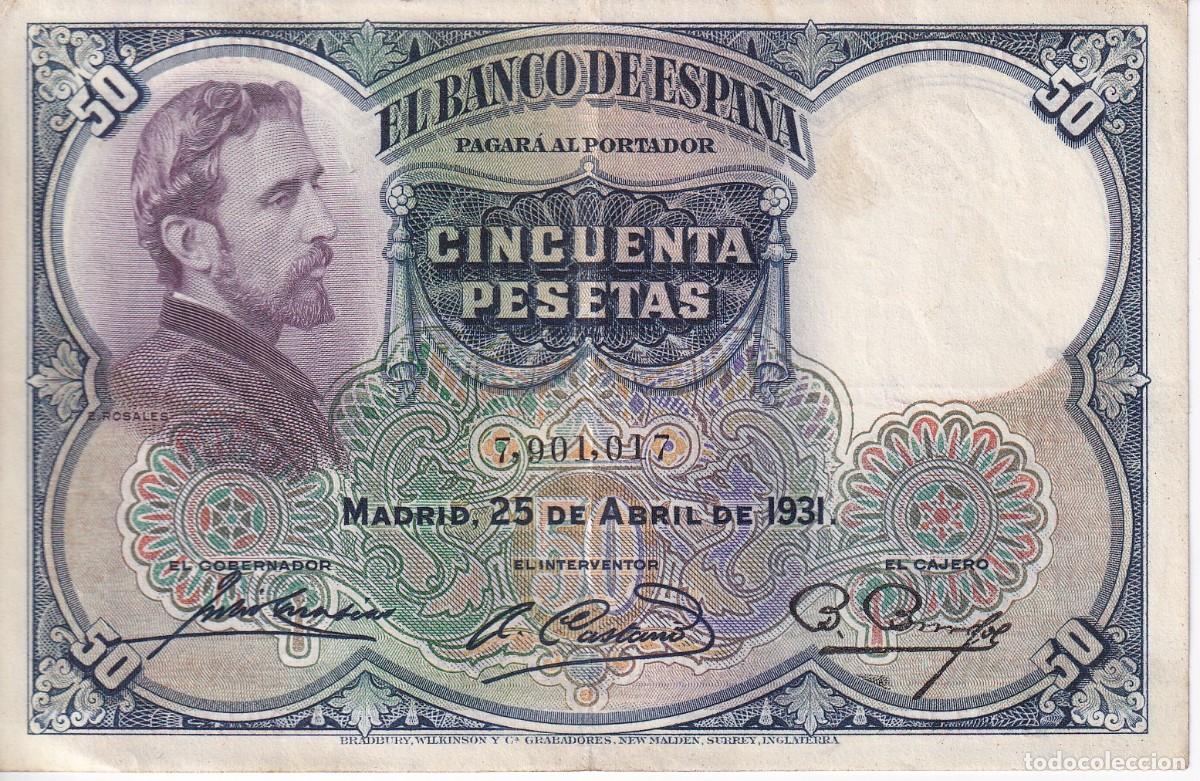 Billets espagnols: BILLETE DE 50 PESETAS DEL A&Ntilde;O 1931 DE E. ROSALES SIN SERIE EN CALIDAD EBC