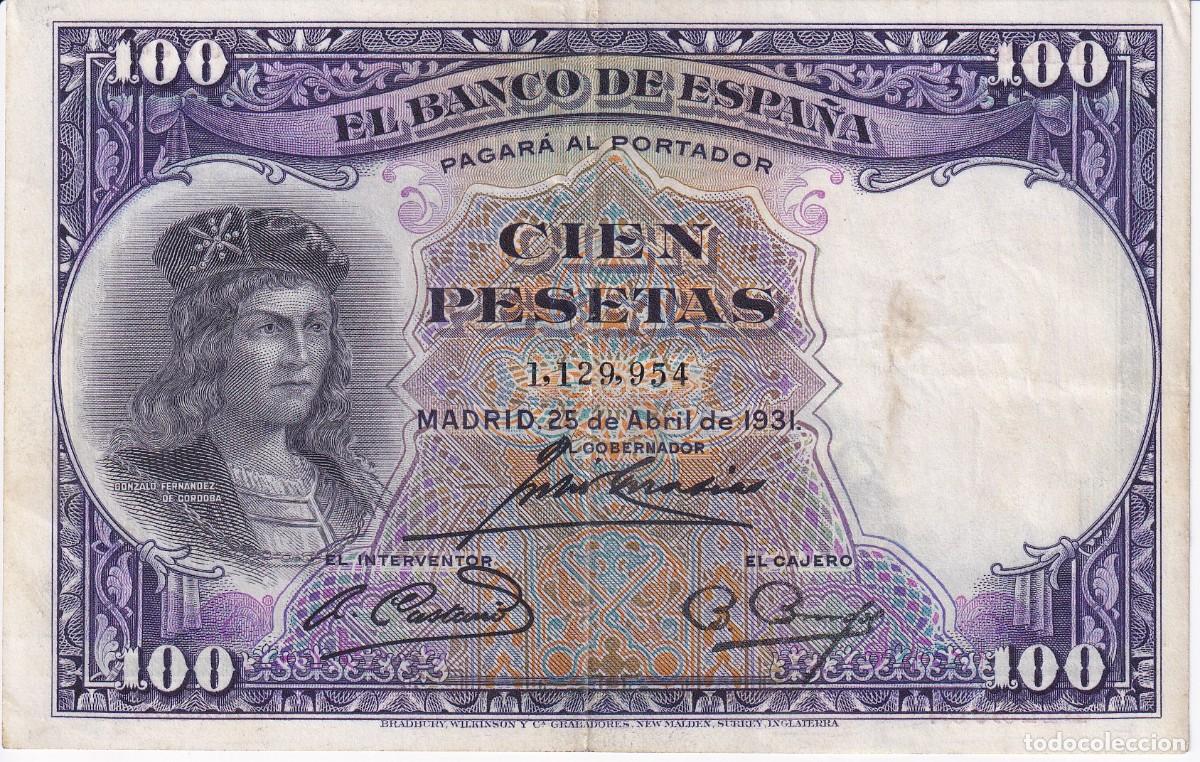Billets espagnols: BILLETE DE 100 PESETAS DEL A&Ntilde;O 1931 DE GONZALEZ FERNANDEZ DE CORDOBA EN BUENA CALIDAD