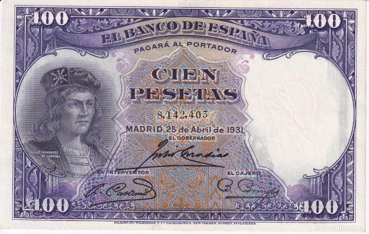Billets espagnols: BILLETE DE 100 PESETAS DEL A&Ntilde;O 1931 DE GONZALEZ FERNANDEZ DE CORDOBA SIN CIRCULAR (SC)