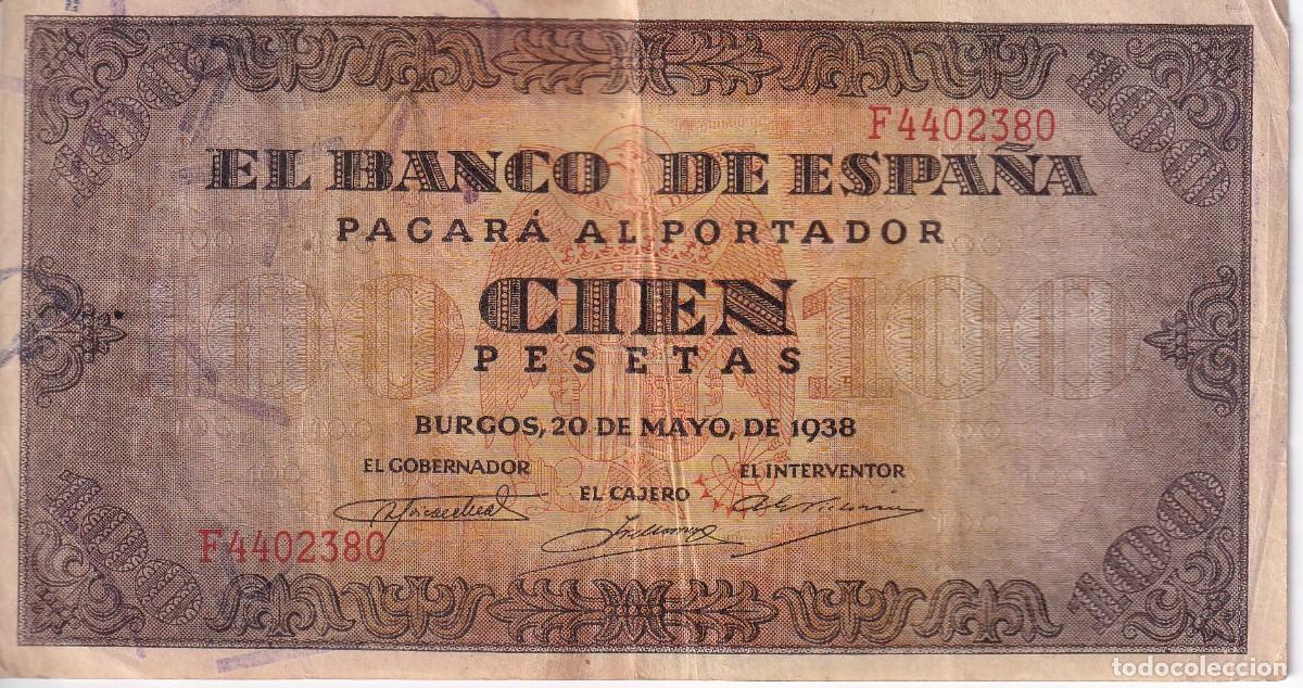 Billets espagnols: BILLETE DE BURGOS DE 100 PESETAS DEL A&Ntilde;O 1938 DE LA SERIE F