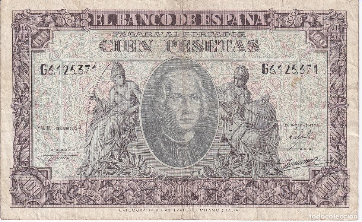 Billetes espa&ntilde;oles: BILLETE DE 100 PESETAS DEL A&Ntilde;O 1940 DE CRISTOBAL COLON DE LA SERIE G