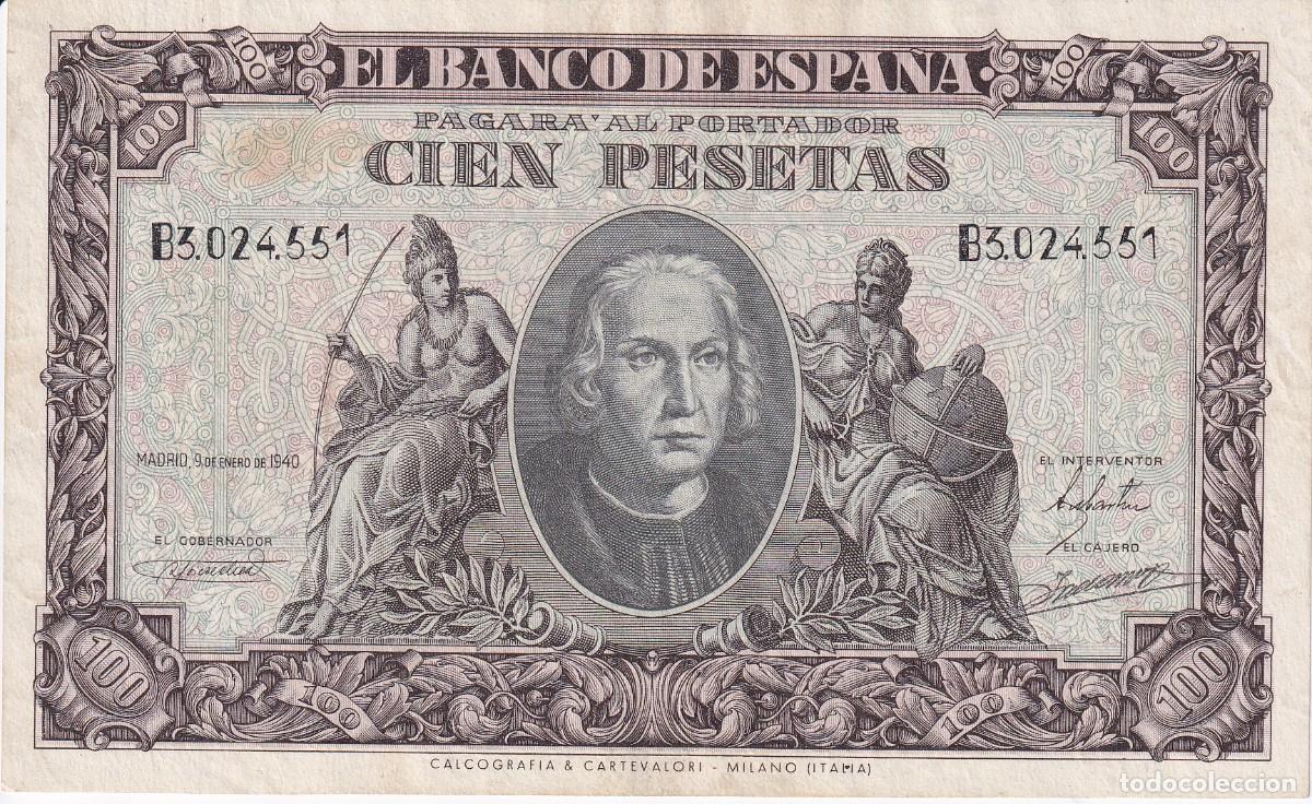 Billetes espa&ntilde;oles: BILLETE DE 100 PESETAS DEL A&Ntilde;O 1940 DE CRISTOBAL COLON DE LA SERIE B EN BUENA CALIDAD