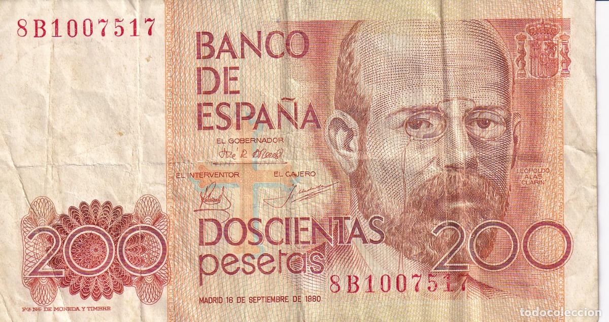 Billets espagnols: BILLETE DE 200 PESETAS DEL A&Ntilde;O 1980 DE LEOPOLDO ALAS CLARIN SERIE 8B SERIE CONTROL