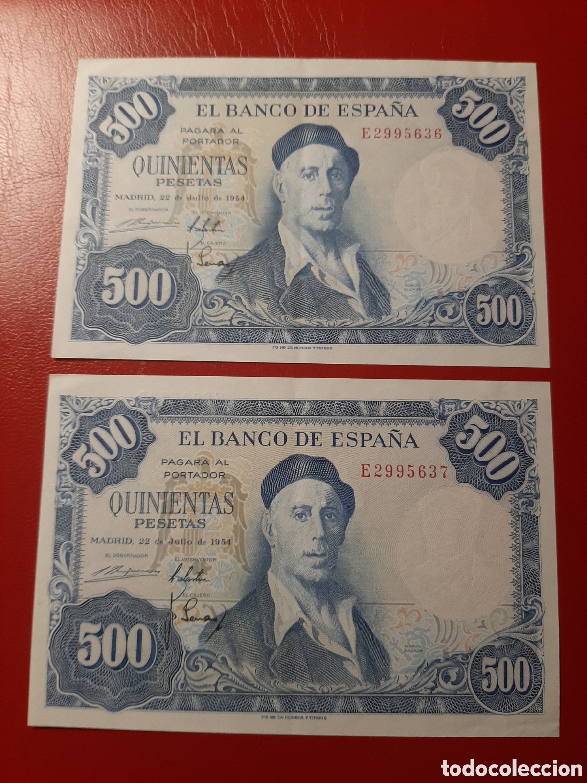Billetes espa&ntilde;oles: PAREJA CORRELATIVA. Dos billetes de 500 pesetas.