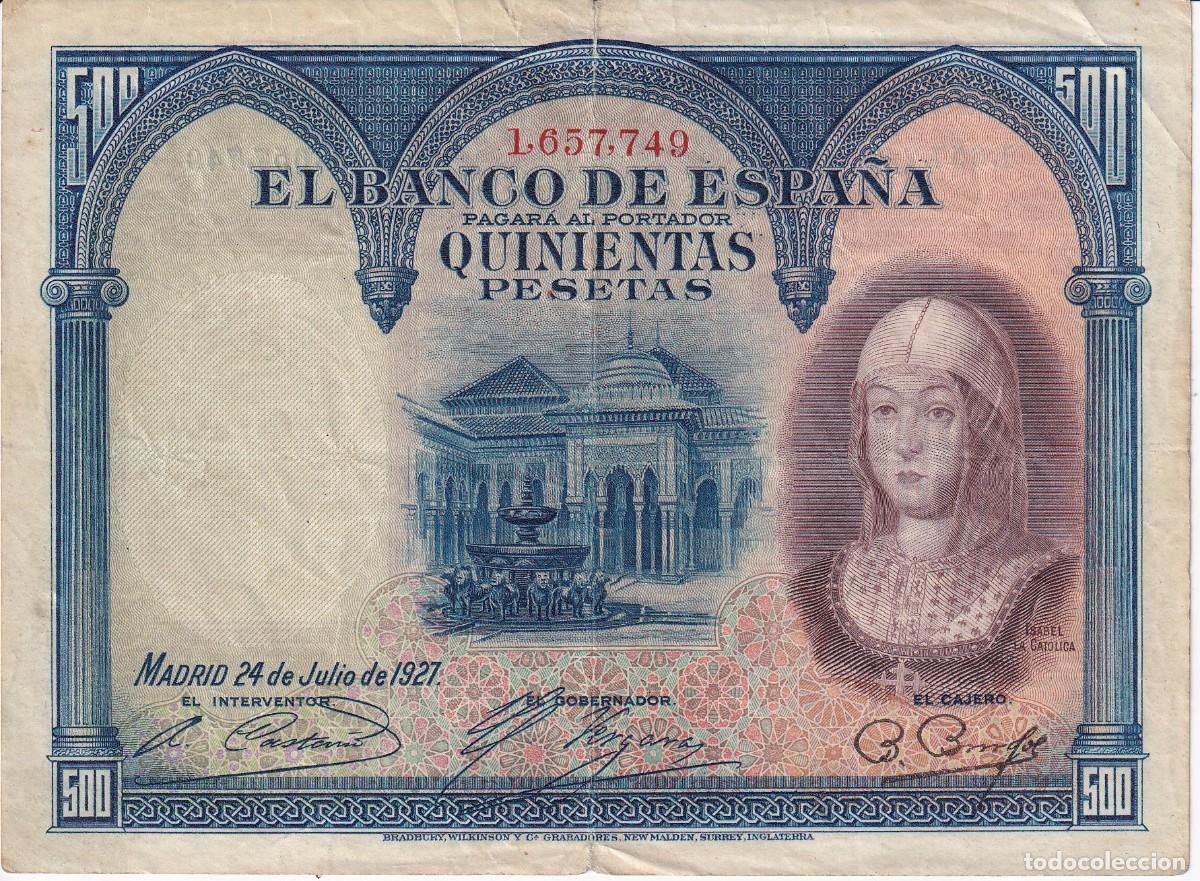 Billets espagnols: BILLETE DE 500 PESETAS DEL A&Ntilde;O 1927 DE ISABEL LA CATOLICA