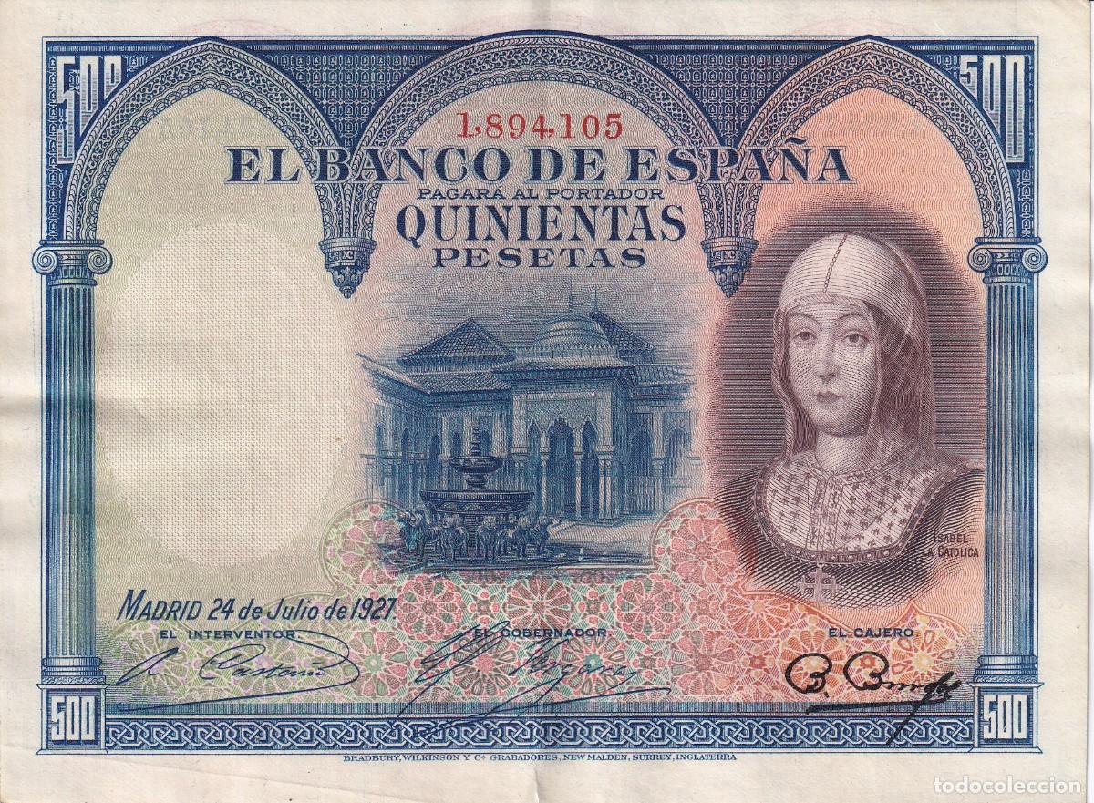 Billets espagnols: BILLETE DE 500 PESETAS DEL A&Ntilde;O 1927 DE ISABEL LA CATOLICA EN BUENA CALIDAD