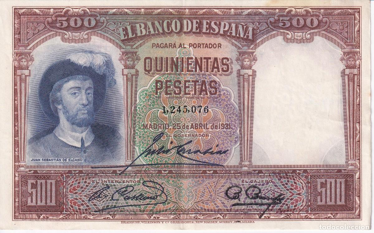 Billets espagnols: BILLETE DE ESPA&Ntilde;A DE 500 PESETAS DEL A&Ntilde;O 1931 DE JUAN SEBASTIAN ELCANO EN BUENA CALIDAD