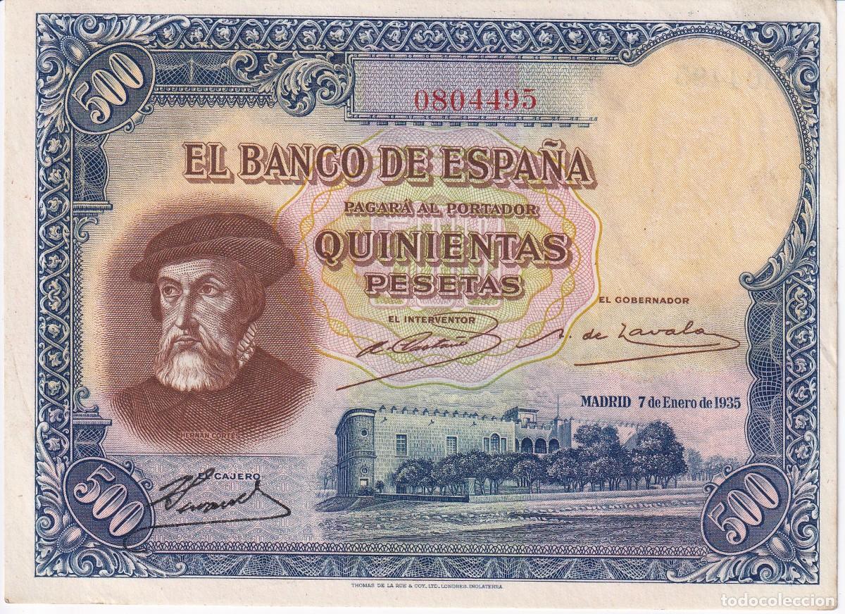 Billets espagnols: BILLETE DE ESPA&Ntilde;A DE 500 PESETAS DEL A&Ntilde;O 1935 DE HERNAN CORTES SIN CIRCULAR (SC)