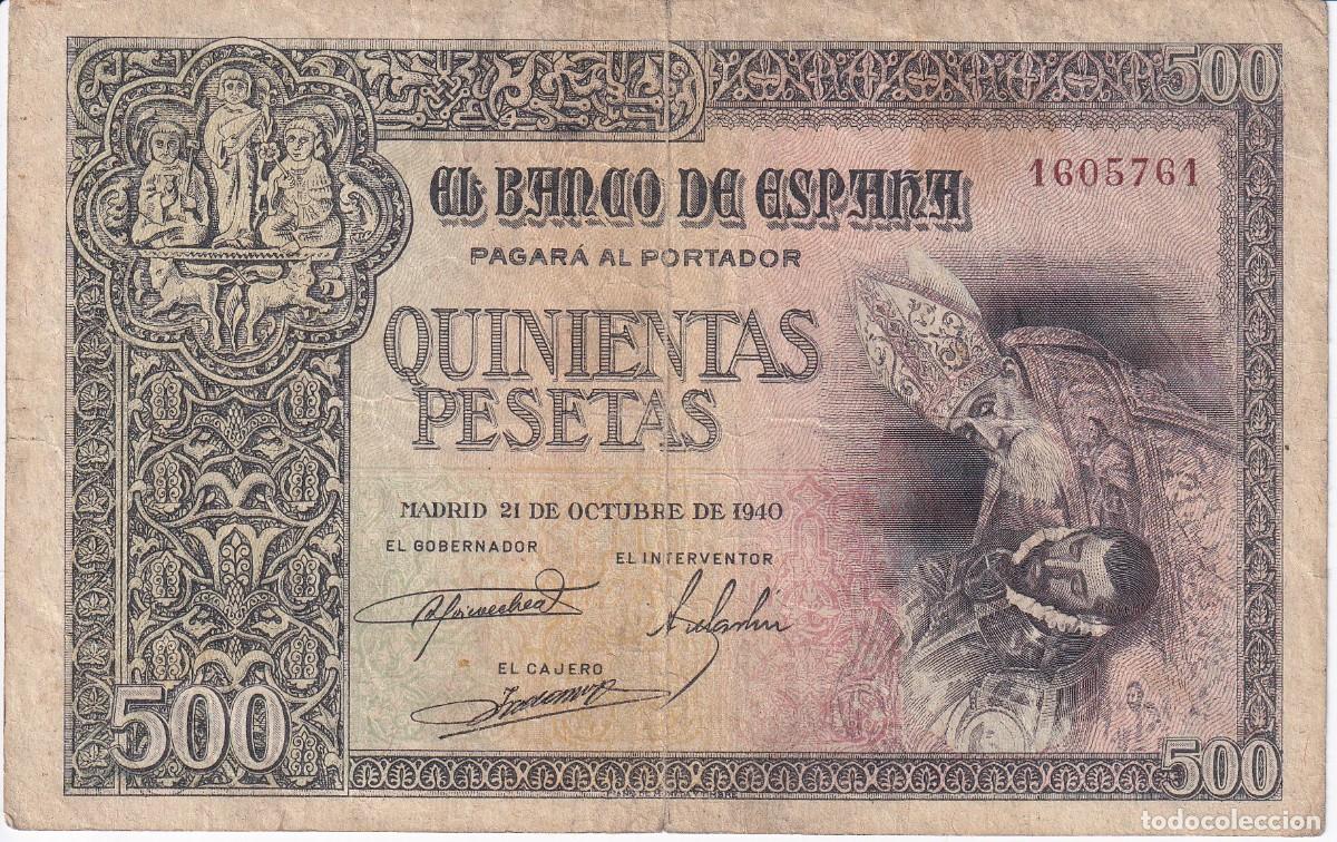 Billetes espa&ntilde;oles: BILLETE DE 500 PESETAS DEL 21 DE OCTUBRE DEL A&Ntilde;O 1940 DEL CONDE DE ORGAZ (DIFICIL)