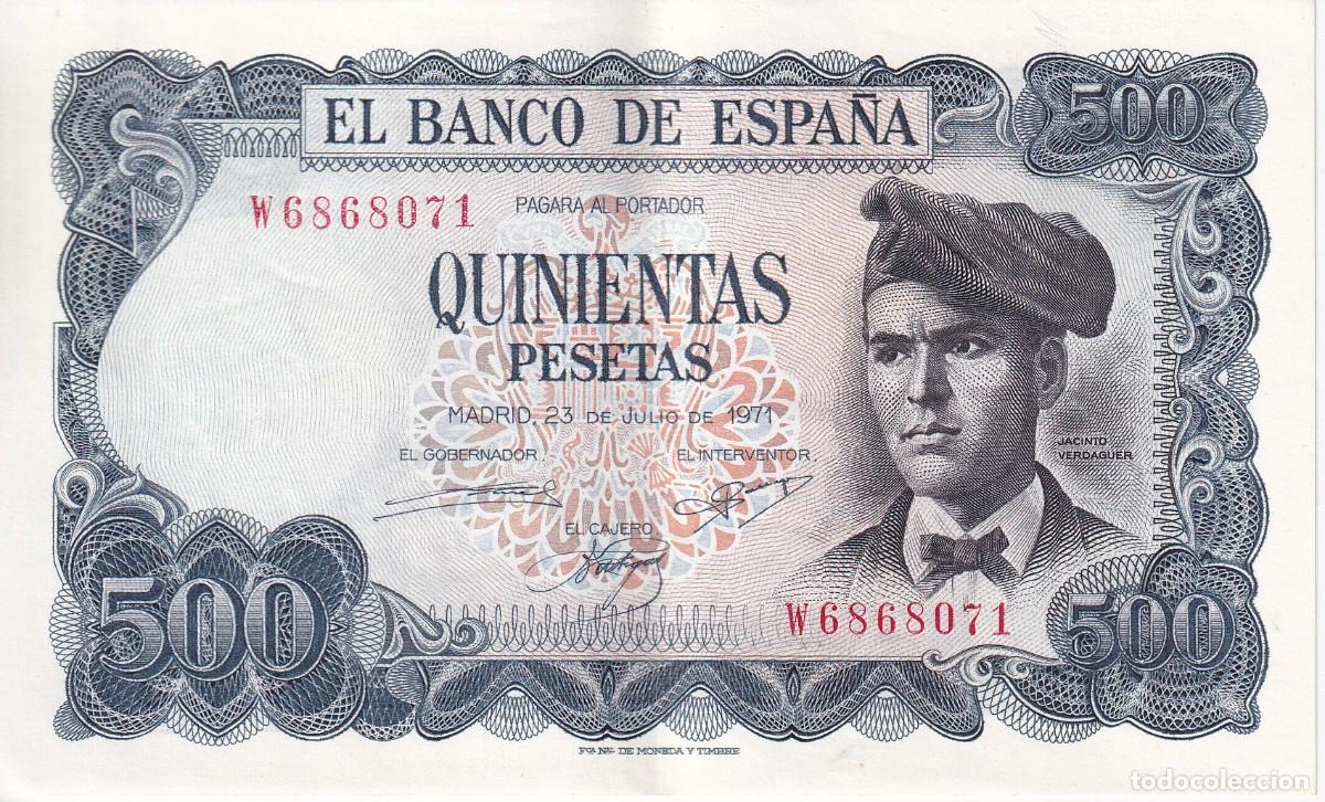 Billetes espa&ntilde;oles: BILLETE DE 500 PESETAS DEL A&Ntilde;O 1971 DE VERDAGUER SERIE W EN CALIDAD EBC