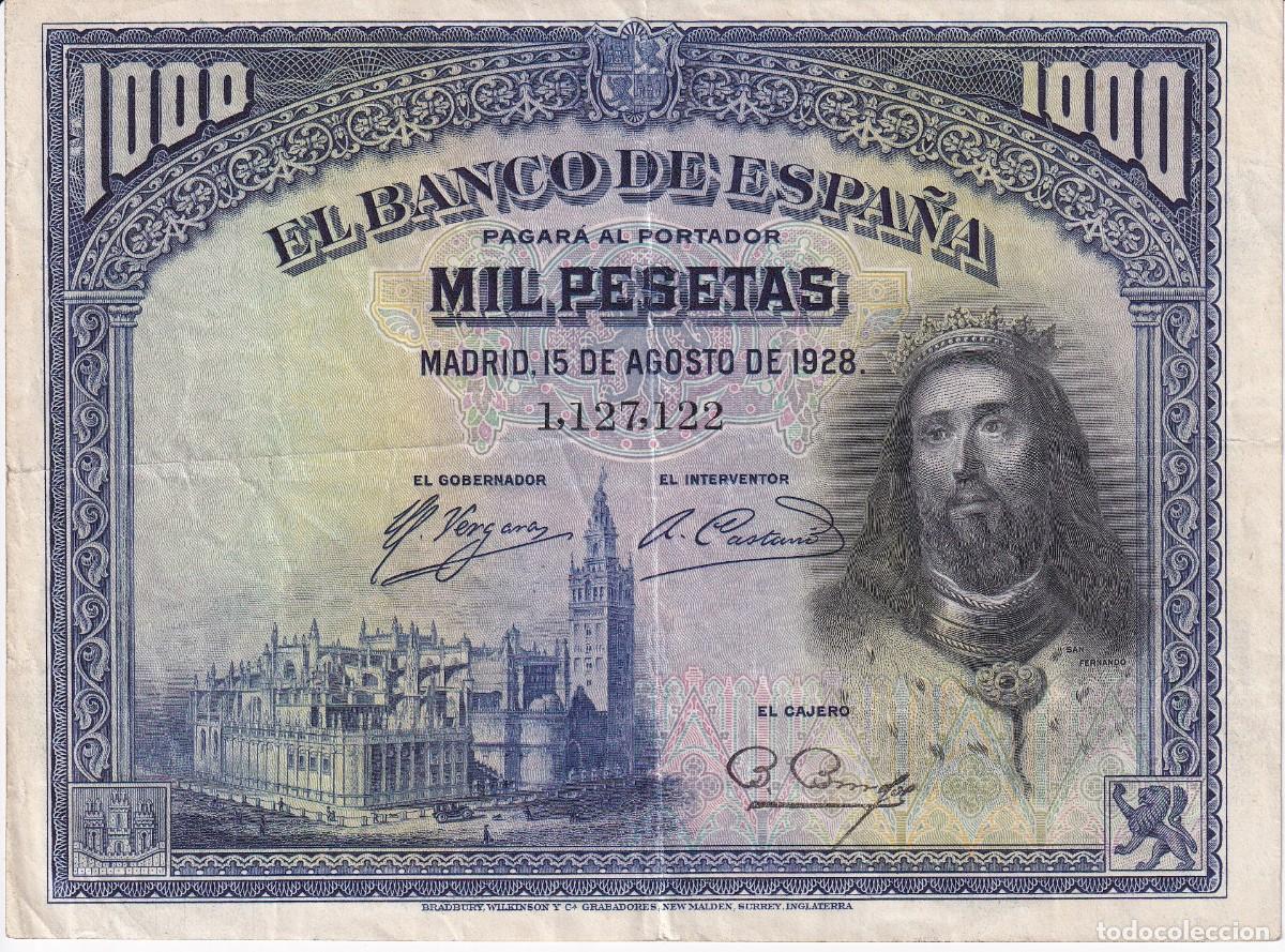 Billetes espa&ntilde;oles: BILLETE DE 1000 PESETAS DEL A&Ntilde;O 1928 DE SAN FERNANDO
