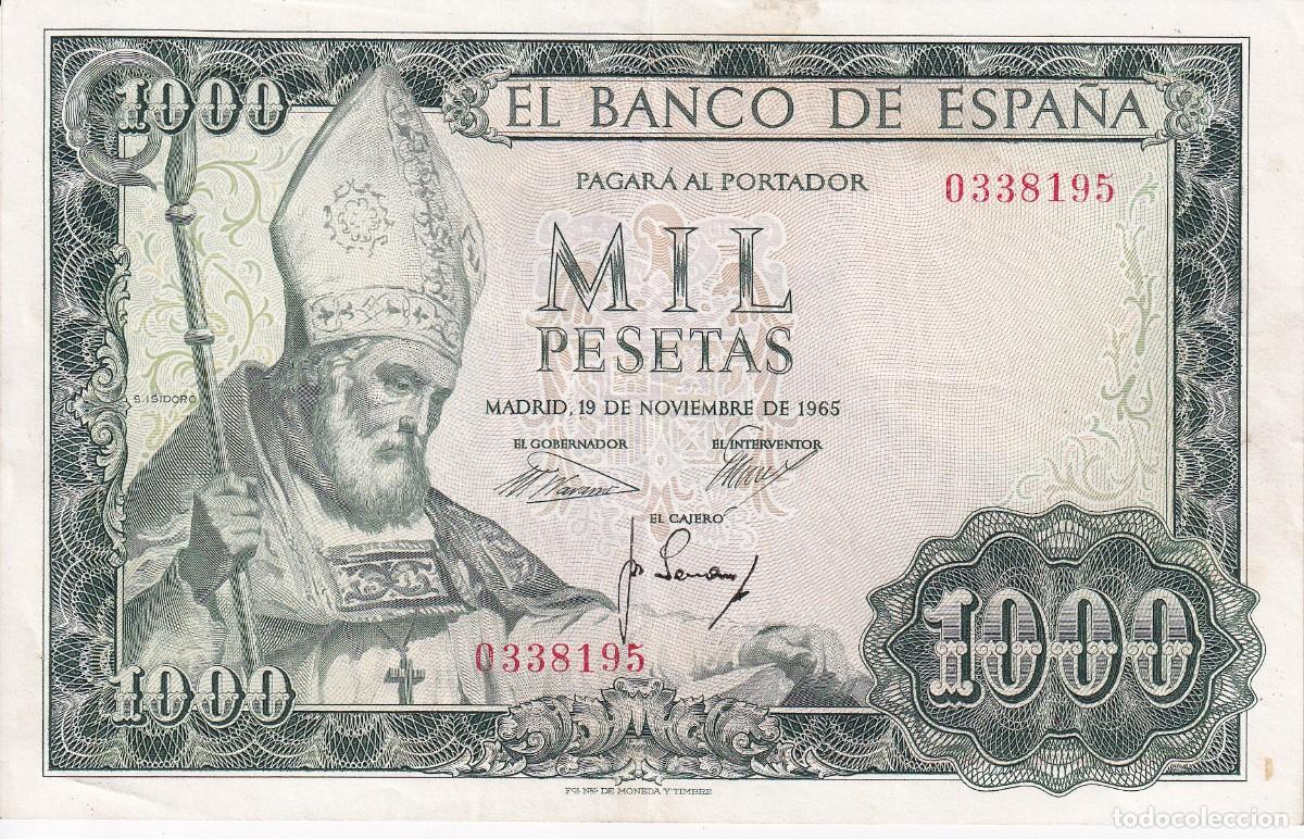 Notas espanholas: BILLETE DE 1000 PESETAS DEL A&Ntilde;O 1965 DE S. ISIDORO SIN SERIE EN CALIDAD EBC