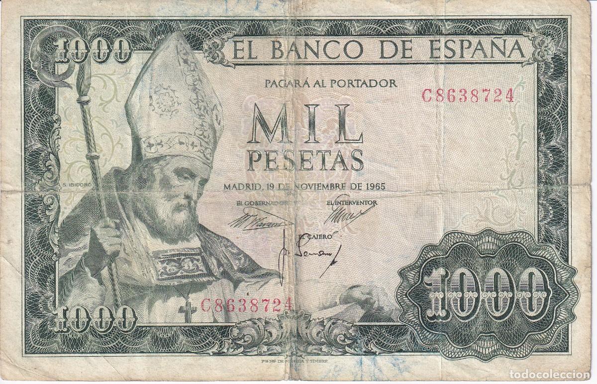 Notas espanholas: BILLETE DE 1000 PESETAS DEL A&Ntilde;O 1965 DE S. ISIDORO SERIE C