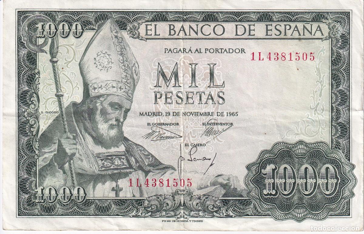 Notas espanholas: BILLETE DE 1000 PESETAS DEL A&Ntilde;O 1965 DE S. ISIDORO SERIE 1L