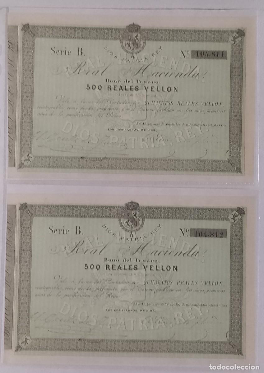 Billetes espa&ntilde;oles: PAREJA DE BILLETES DE 500 REALES DE VELLON BAYONA 1873 S/C