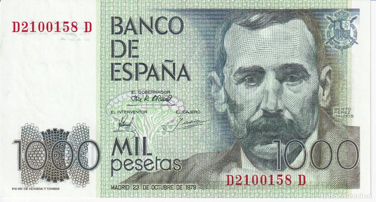 Notas espanholas: BILLETE DE 1000 PESETAS DEL A&Ntilde;O 1979 DE PEREZ GALDOS SERIE D-D SIN CIRCULAR (SC)