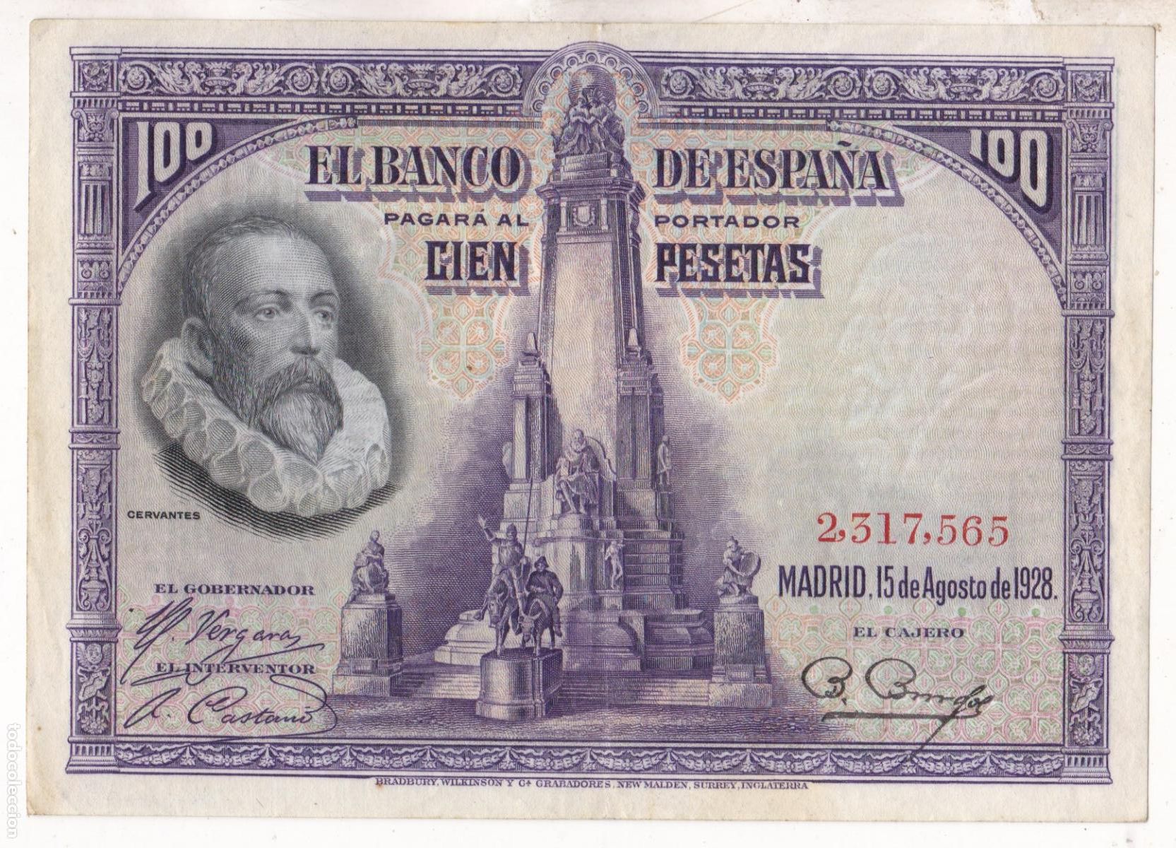 Billetes espa&ntilde;oles: AA20-BILLETES 100 Pesetas 1928