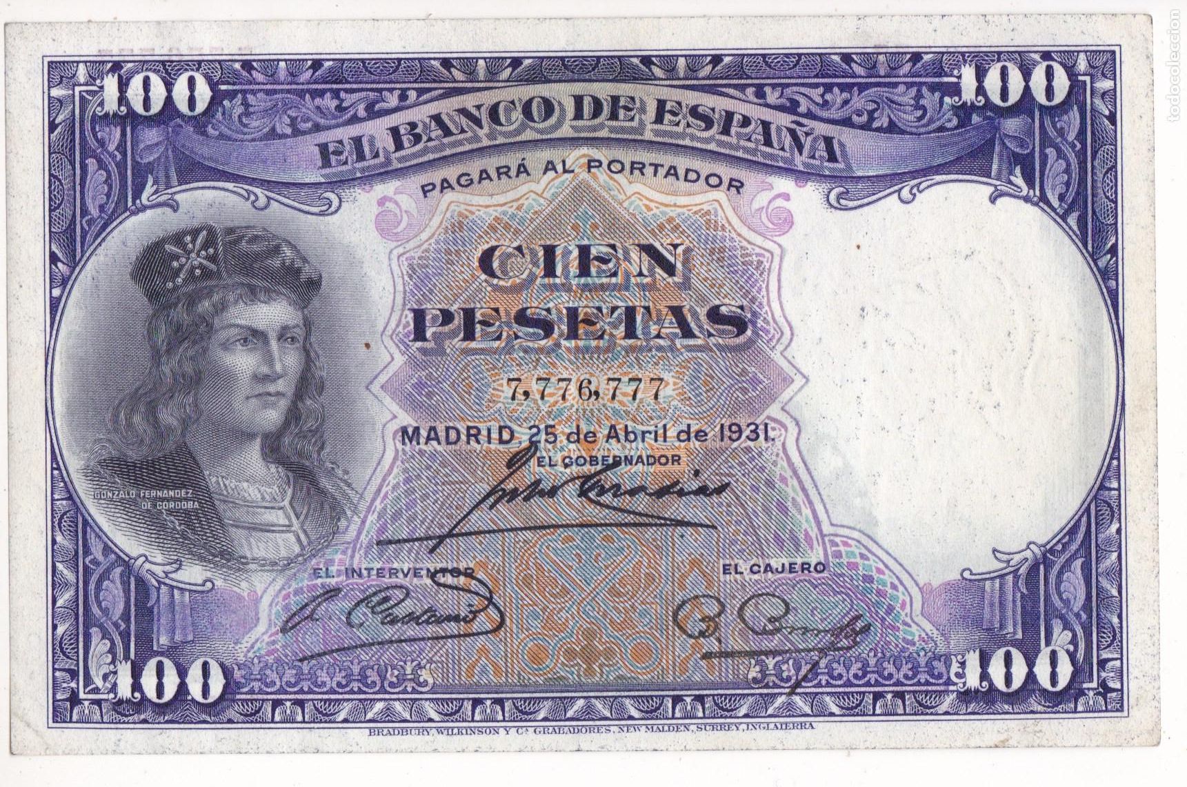 Billetes espa&ntilde;oles: AA21-BILLETE 100 Pesetas 1931