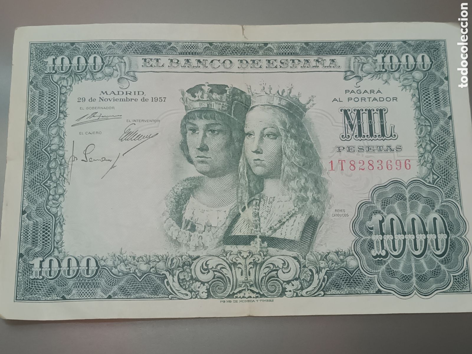 Billetes espa&ntilde;oles: BILLETE DE 1000 PESETAS MADRID 29 DE NOVIEMBRE DE 1957 REYES CAT&Oacute;LICOS