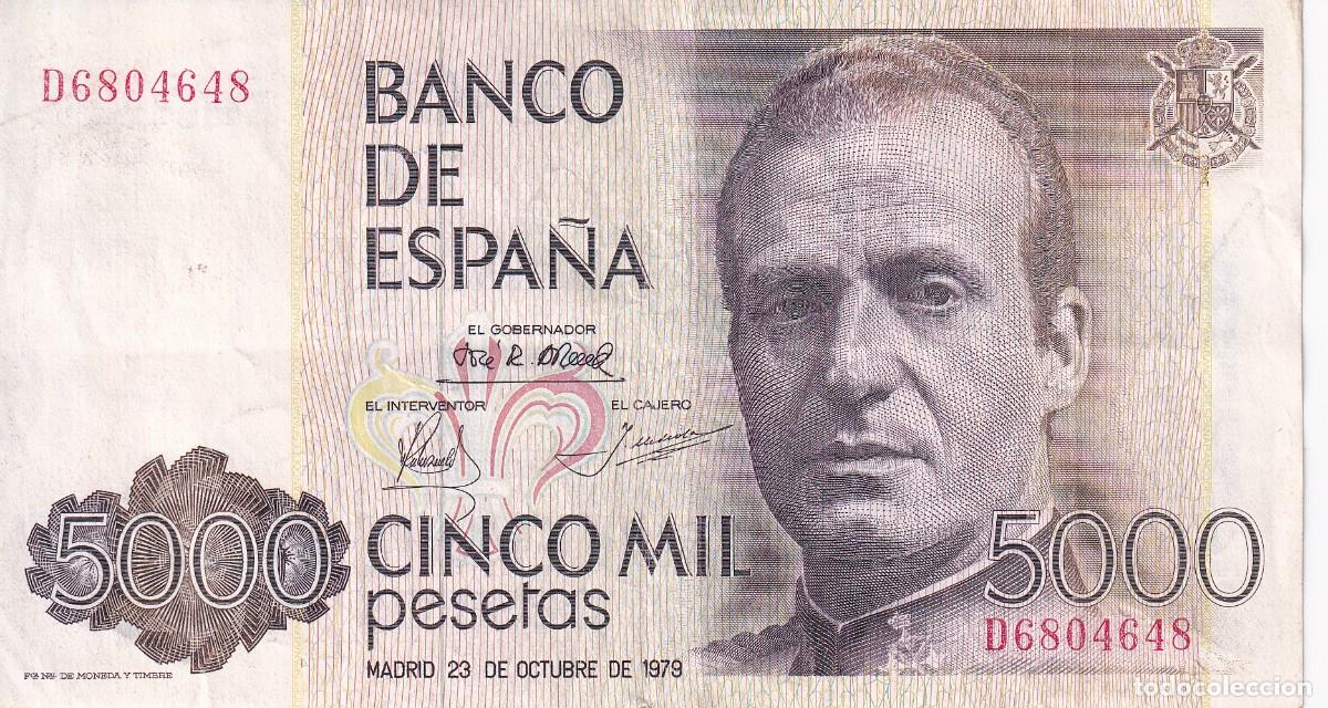 Banconote spagnole: BILLETE DE ESPA&Ntilde;A DE 5000 PESETAS DEL A&Ntilde;O 1979 SERIE D EN BUENA CALIDAD (JUAN CARLOS I)