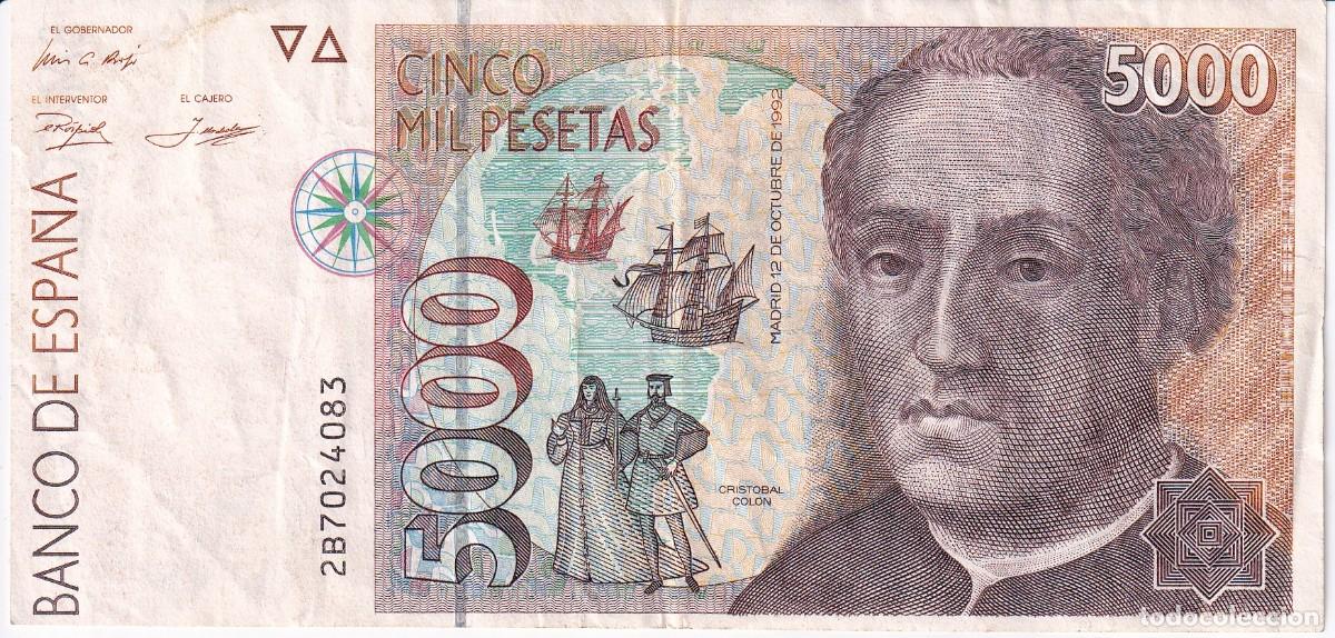 Billetes espa&ntilde;oles: BILLETE DE ESPA&Ntilde;A DE 5000 PESETAS DEL A&Ntilde;O 1992 SERIE 2B - CRISTOBAL COLON