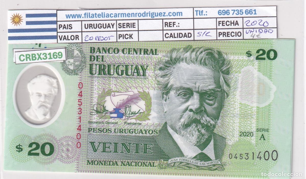 Billetes espa&ntilde;oles: CRBX3169 BILLETE URUGUAY 20 PESOS 2020 SIN CIRCULAR