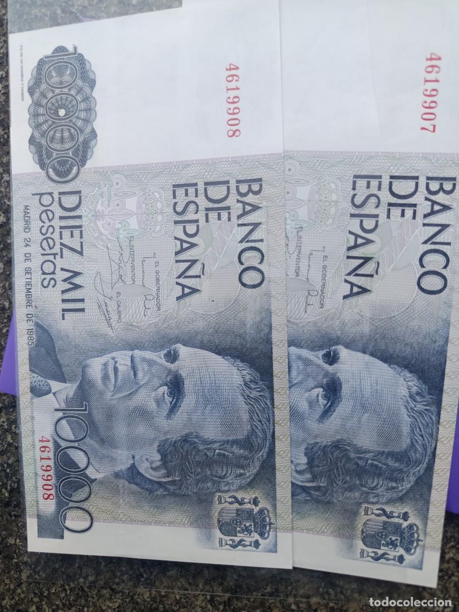 Billets espagnols: Pareja de billetes correlativos sin serie 10000 pesetas 1985 sin circular