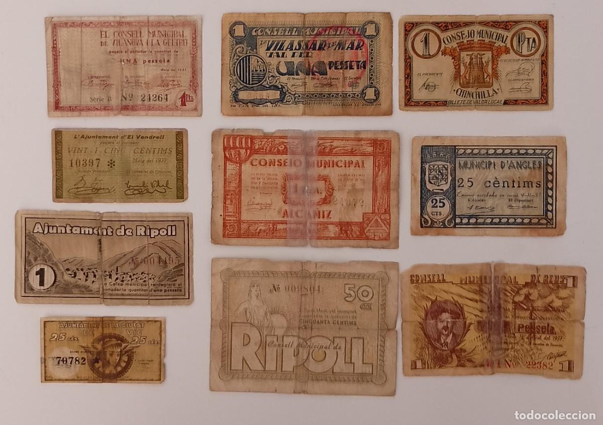 Billetes espa&ntilde;oles: LOTE (6)DE 10 BILLETES LOCALES EN CALIDADES BAJAS