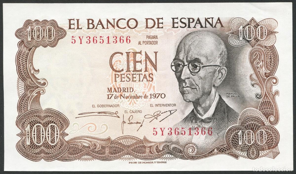 Spanish Banknotes: ESPA&Ntilde;A, BILLETE, MANUEL DE FALLA, VALOR: 100 PESETAS, 1970, SERIE: 5 Y
