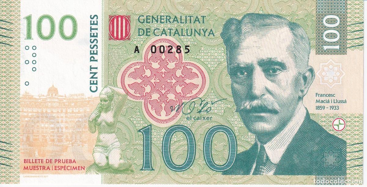 Billets espagnols: BILLETE DE PRUEBA DE LA GENERALITAT DE CATALUNYA DE 100 PESSETES DEL A&Ntilde;O 2017 FRANCESC MACIA