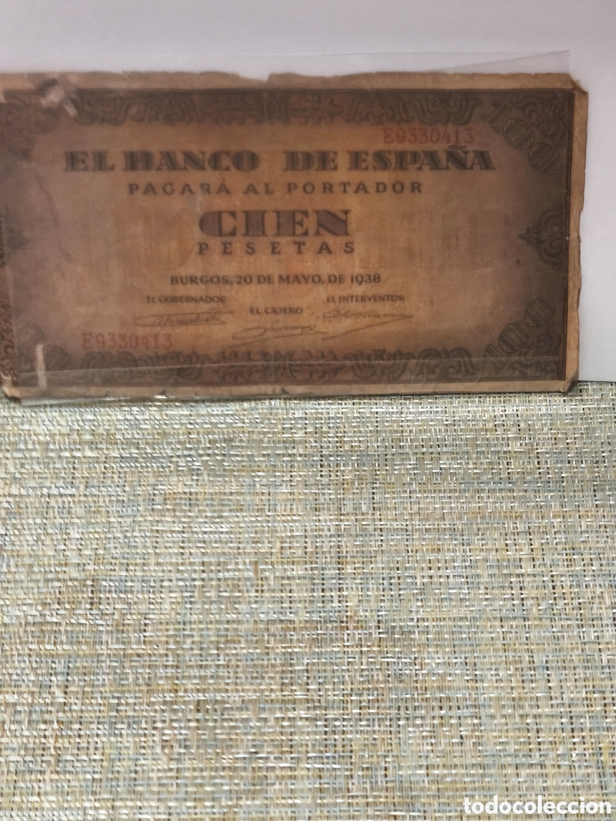 Billets espagnols: Billete circulado de 100 ptas de 1938 burgos bc- rc escaso roturitas ver imagenes