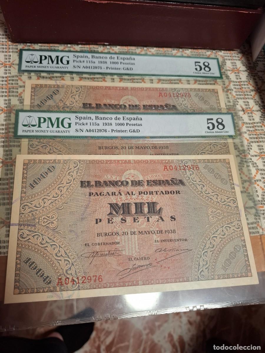 Billets espagnols: 1000 PESETAS DE 1938 PAREJA CORRELATIVA SERIE A-975/976 MUY RARA