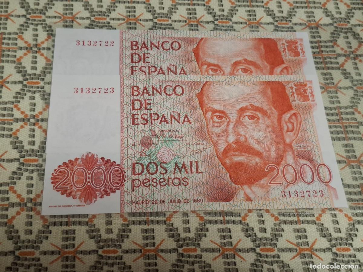 Billets espagnols: 2000 PESETAS DE 1980 PAREJA CORRELATIVA SIN SERIE-722/723 SC/PLANCHA