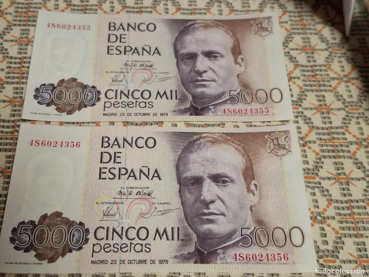 Billets espagnols: 5000 PESETAS DE 1979 PAREJA CORRELATIVA SERIE 4S-355/356 SC/PLANCHA