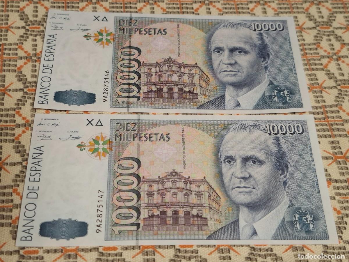 Billets espagnols: 10000 PESETAS DE 1992 PAREJA CORRELATIVA SERIE 9A-146/147 SC/PLANCHA MUY RARA
