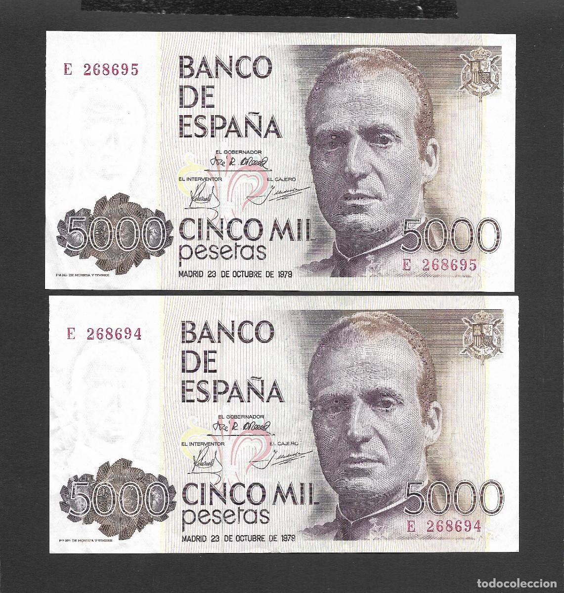 Billetes espa&ntilde;oles: PAREJA CORRELATIVA 5000 PESETAS 1979 SERIE E EBC