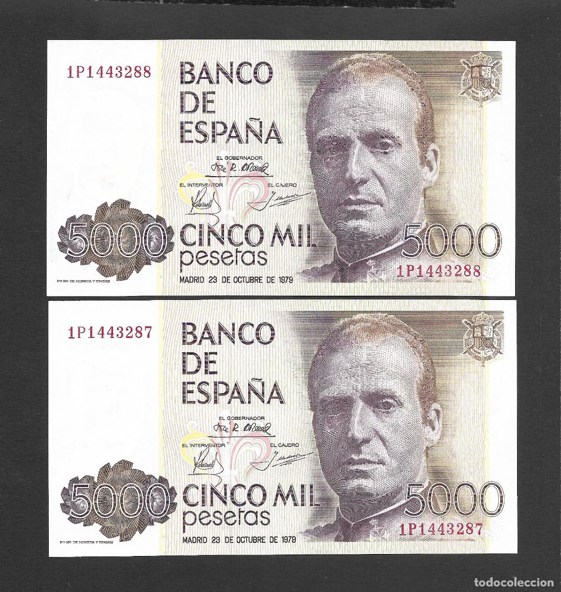 Billetes espa&ntilde;oles: PAREJA CORRELATIVA 5000 PESETAS 1979 SERIE 1P EBC+