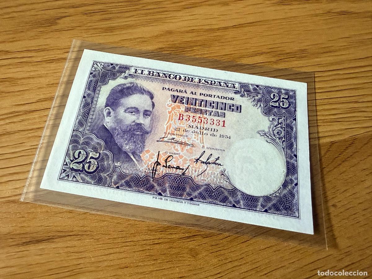 Billetes espa&ntilde;oles: 25 pesetas &rdquo;Albeniz&rdquo; 1954. Serie B y Sin Circular
