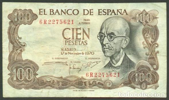 Billetes espa&ntilde;oles: ESPA&Ntilde;A. 100 pesetas 1970. Manuel de Falla.