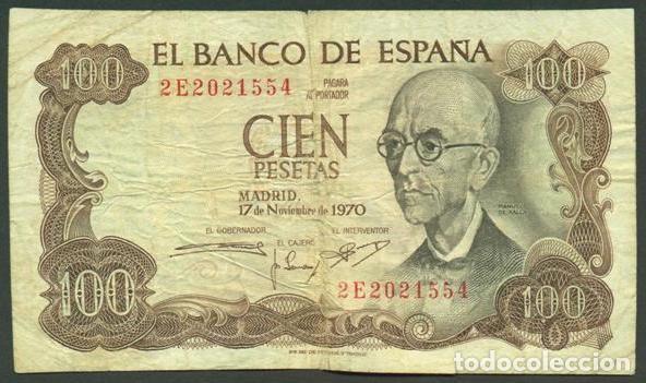 Billetes espa&ntilde;oles: ESPA&Ntilde;A. 100 pesetas 1970. Manuel de Falla.