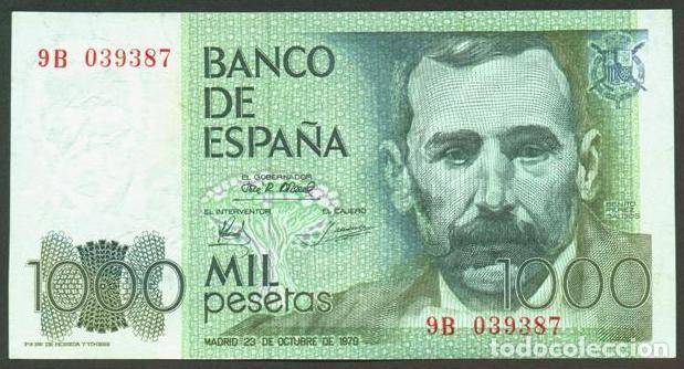 Spanish Banknotes: ESPA&Ntilde;A. 1000 pesetas 1979. Serie especial 9B (reposicion).